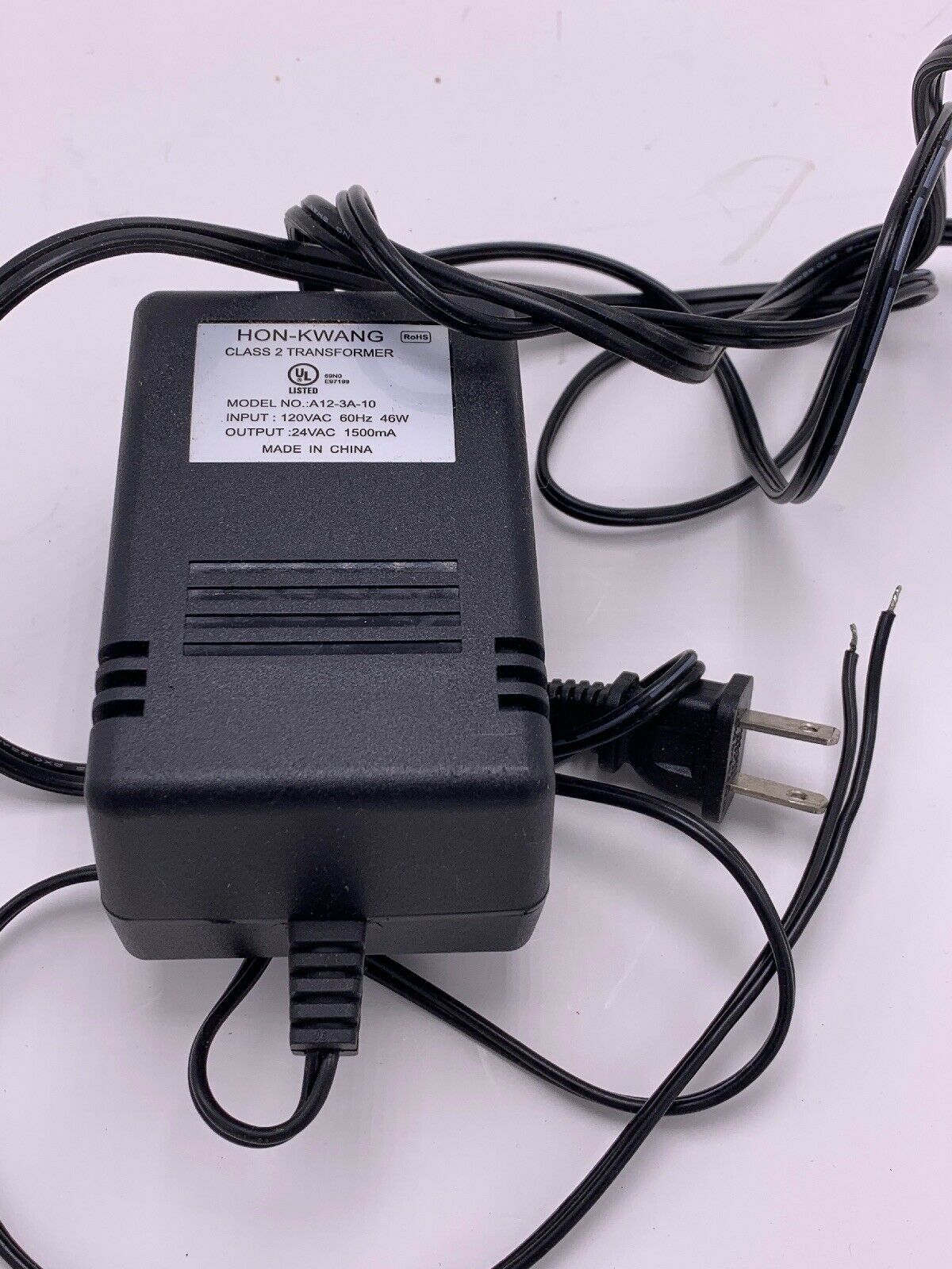 NEW 24V AC 1500ma Hon-Kwang A12-3A-10 Plug In Class 2 Transformer ac adapter - Click Image to Close